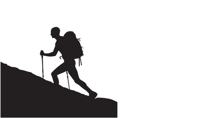 Hiking man Silhouettes. hiker with rucksacks and backpack silhouette.