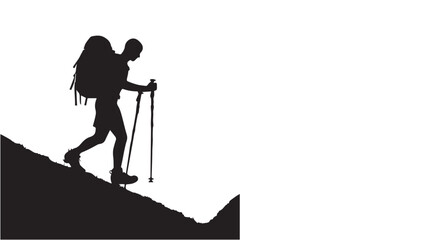 Hiking man Silhouettes. hiker with rucksacks and backpack silhouette.