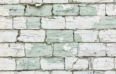Obraz premium Distressed White and Green Brick Wall Texture Background