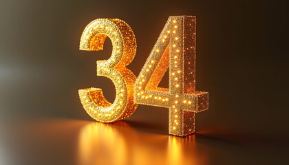 Glowing Golden Number 34: A Festive Celebration