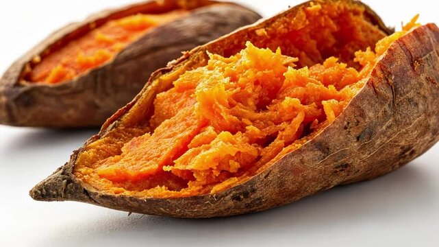Image of Sweet Potatoes A close view of a baked sweet potato open showing its vibrant orange . The natural sugars and fiber promote slower digestion resulting in a more gradual