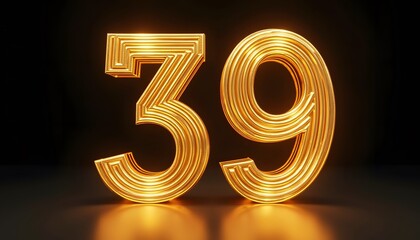 Golden Number 39: Elegant 3D Render