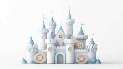 Whimsical castle design fantasy realm digital art minimalist environment front view imagination and creativity
