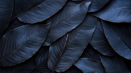 Obraz premium Textures of abstract black leaves for tropical leaf background. Flat lay, dark nature concept, tropical leaf