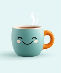 Cheerful coffee mug home kitchen digital art minimalist design close-up view happiness concept