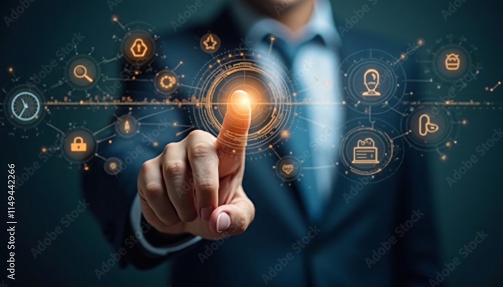 Aufkleber digital network business technology global connectivity data innovation future interface