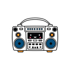 Retro Boom Box Vector Illustration of a Classic Stereo Music Player