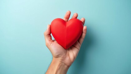 Obraz premium Hand Holding Red Heart Love Care Donation Charity