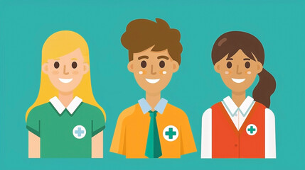 Icon Collection of Diverse Healthcare Team and Medical Plus