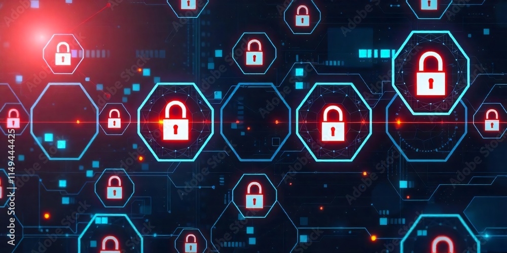 Poster cyber security network data protection digital safety online privacy secure system