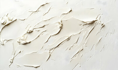 Obraz premium A textured surface of creamy white material, resembling paint or plaster, spread artistically.