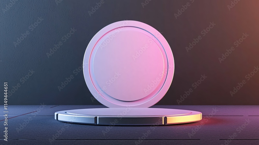 Poster Simple Minimalist Display Platform with Soft Lighting for Product Presentation