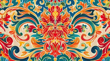Fototapeta premium Vibrant Thai Pattern in Bright Colors