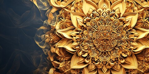 Golden Floral Mandala Intricate Design Artistic Creation