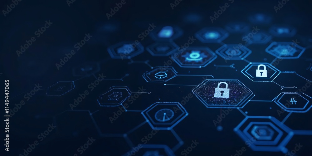Poster secure digital network cyber security data protection privacy technology background