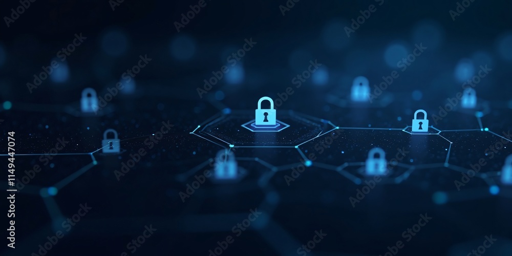 Poster secure network cyber security data protection digital safety online privacy global network abstract