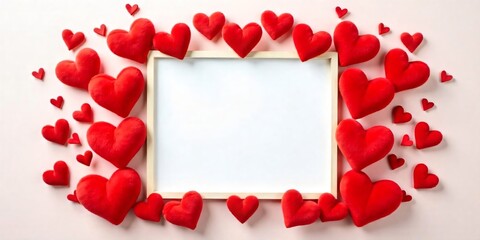 Romantic Red Hearts Frame Valentines Day Background Love Message Board