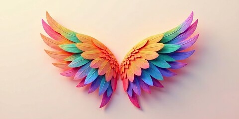 Vibrant Rainbow Wings A Symbol of Freedom and Hope, Soaring High Above