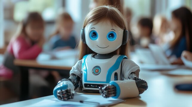 Humanoid robot learning in classroom setting with young students - Powered by Adobe