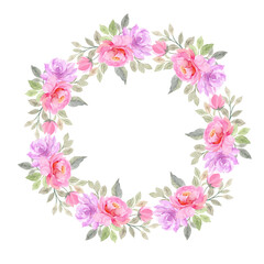 Watercolor flower frame for wedding, birthday, card, background, invitation, wallpaper, sticker, decoration etc.