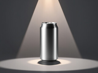 Premium Silver Can with Soft Spotlight 