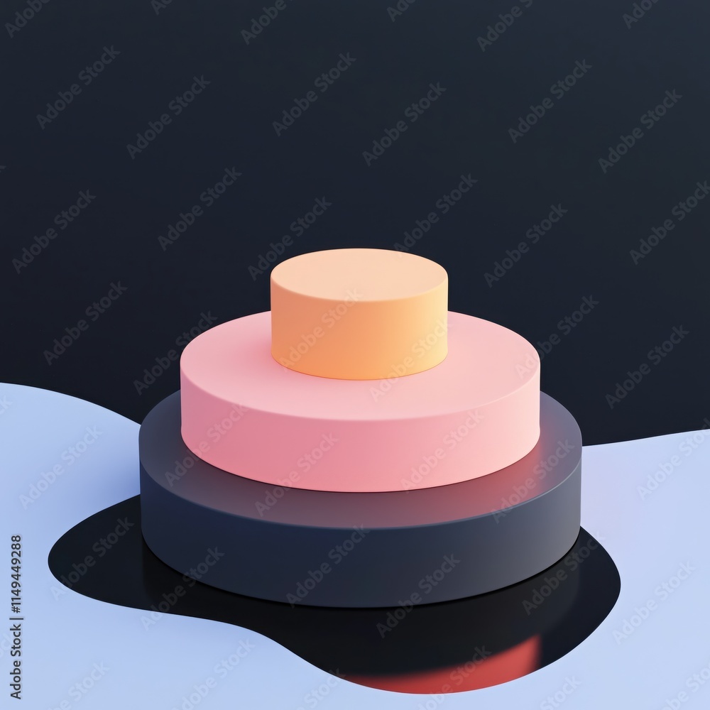 Poster abstract scene with colorful geometric shapes on soft background