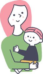 子供を抱っこする若いお母さん