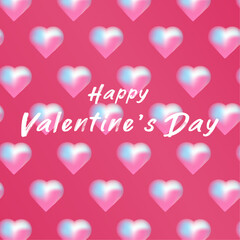 A Soft glowing heart banner vector design for the central focus, with pastel gradients of pink, blue, and white. with text Happy Valentine Day. A solid pink backdrop complements