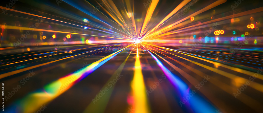 Poster vibrant light burst and colorful abstract lines display