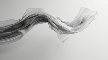 Minimalist 3D Flowing Scarf Design in Clean White Tone
