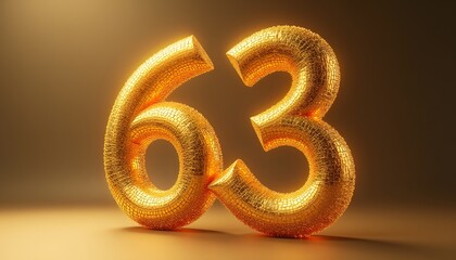 Golden Number Sixty-Three: A 3D Render of Luxury and Celebration
