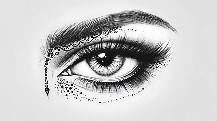 Obraz premium Intricately Drawn Eye Illustration: Detailed Monochromatic Sketch. AI Generated