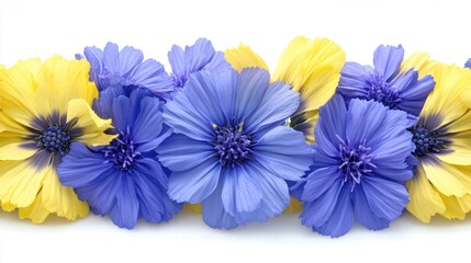 Blue and Yellow Flowers Border
