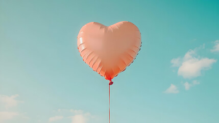 Fototapeta premium Heart-Shaped Balloon Illustration Against a Sky Background
