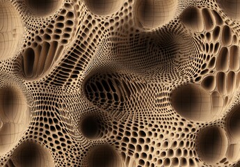 Abstract Beige 3D Honeycomb Cellular Structure Background