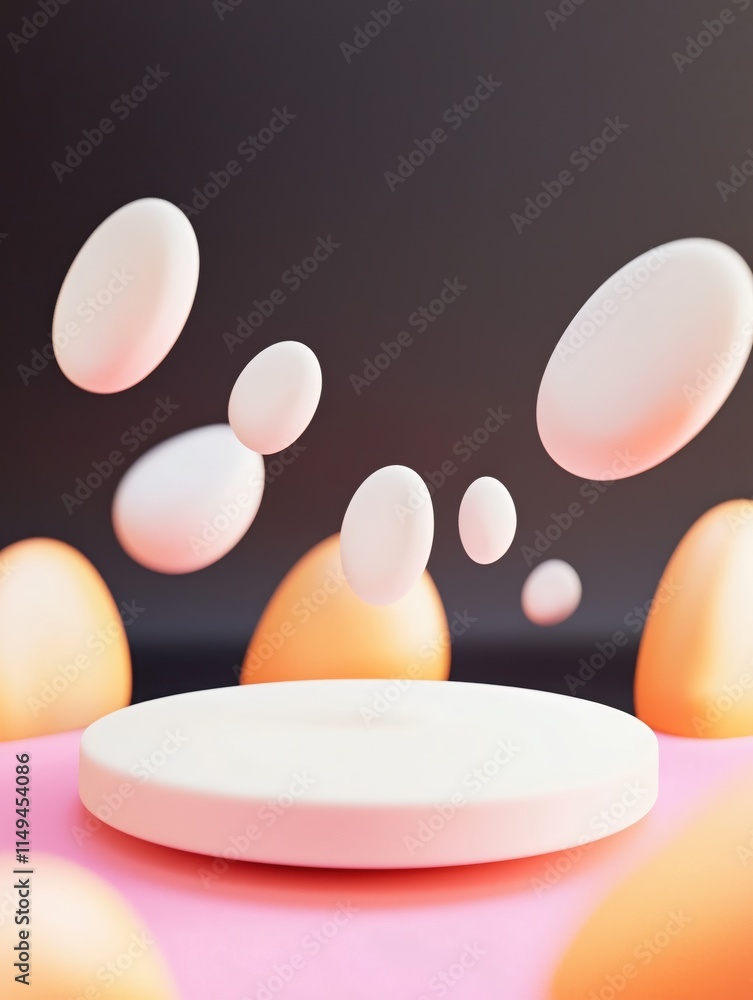 Aufkleber Abstract composition with floating shapes and soft gradients in a minimalist setting