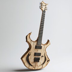 Obraz premium Unique Electric Guitar Design: Handcrafted Wooden Instrument