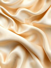 Fototapeta premium Smooth and Lustrous Cream Satin Fabric with Gentle Waves and Soft Reflections