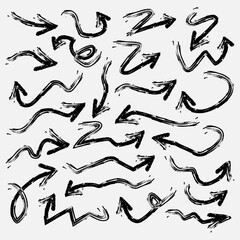 Hand drawn arrow vector doodle icons set.