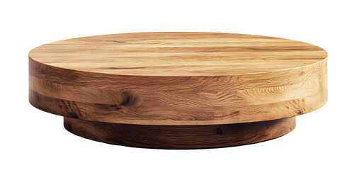 Round Wooden Coffee Table Isolated on White Background