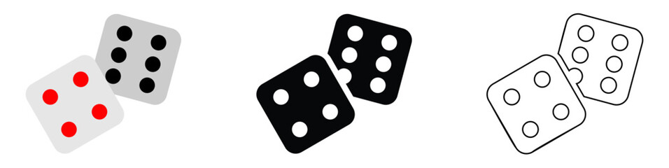 dice cube rolling vector pictogram sign icon symbol ui and ux design, glyphs and stroke line