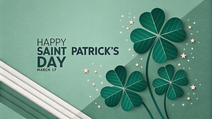 Saint Patrick's Day Celebration with Green Shamrocks and Festive Design