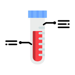 Blood test tube analysis icon. Healthcare, medical, sample, laboratory, research concepts. Flat vector design isolated illustration.