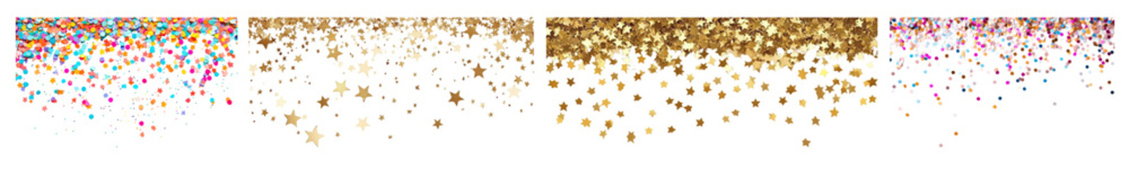 PNG Colorful glitter confetti border, element set on transparent background