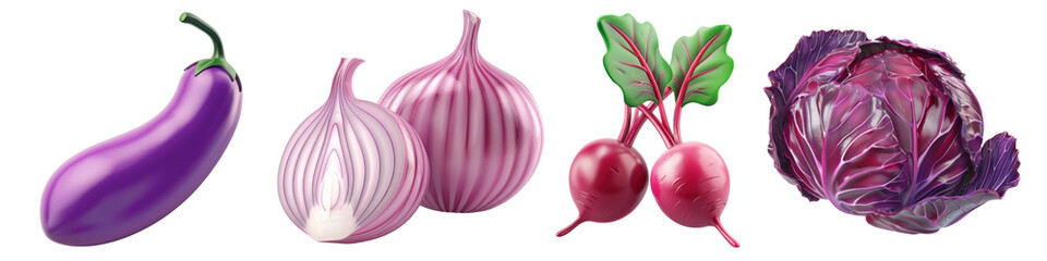 Obraz premium PNG Colorful fresh vegetables illustration, element set on transparent background