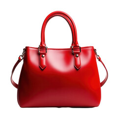 Elegant red handbag transparent background fashion accessory studio setting minimalist design