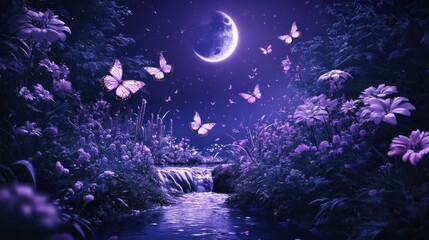 Enchanted Moonlight Waterfall