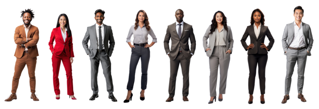 PNG Diverse professionals in business attire, element set on transparent background - Powered by Adobe