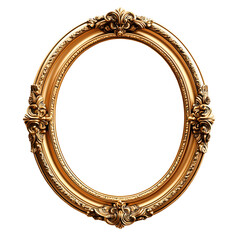 Obraz premium Oval Gold Frame Isolated on White Background, Perfect for Mockups