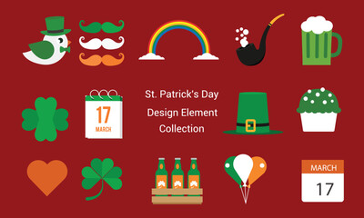St. Patrick's Day Design Elements,st patricks day icons collection.